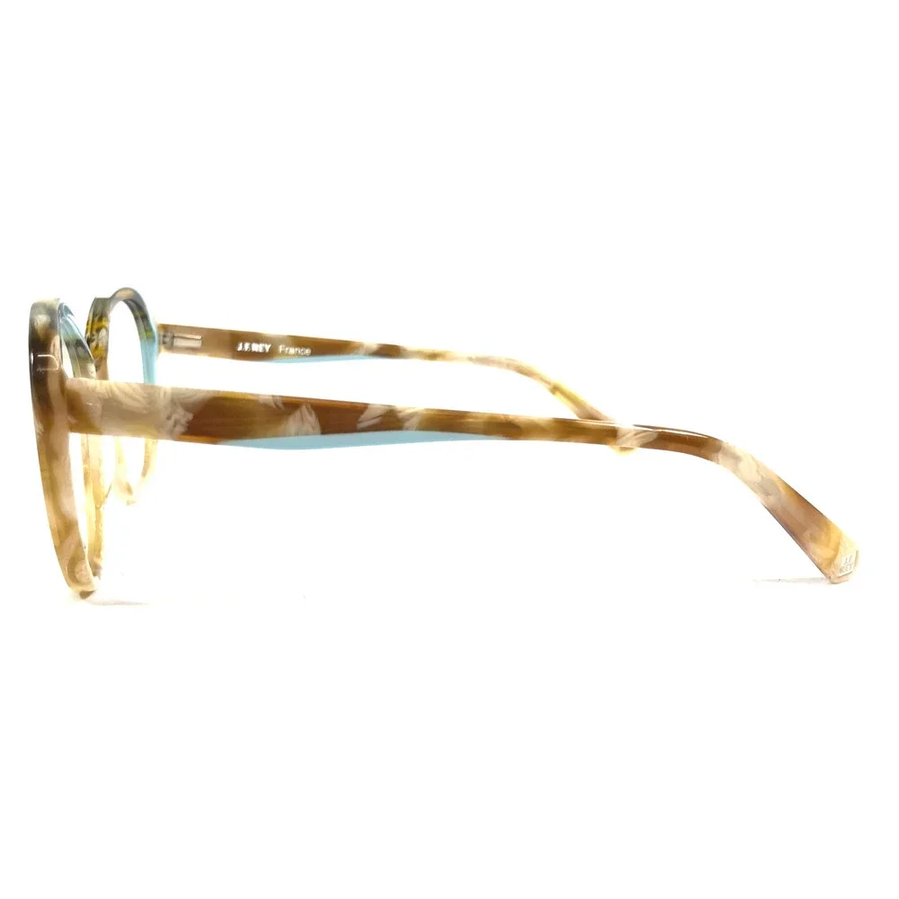 J.F. Rey Eyeglasses Frames JF1551 1222 Brown Horn Blue Asymmetrical 52-18-143
